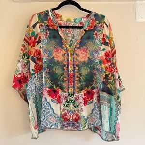 Johnny Was Multicolor Floral Top